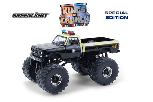 1983 Dodge Ram W350 Monster Truck "Florida Highway Patrol", Black/Cream - Greenlight 49170C/48 - 1/64 Scale Diecast Model Toy Car