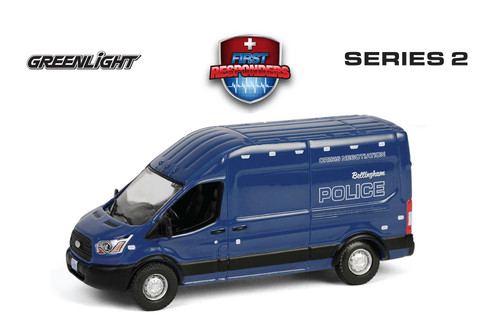 2020 Ford Transit LWB High Roof "Bellingham Police Crisis Negotiation Team", Blue - Greenlight 67060D/48 - 1/64 Scale Diecast Model Toy Car