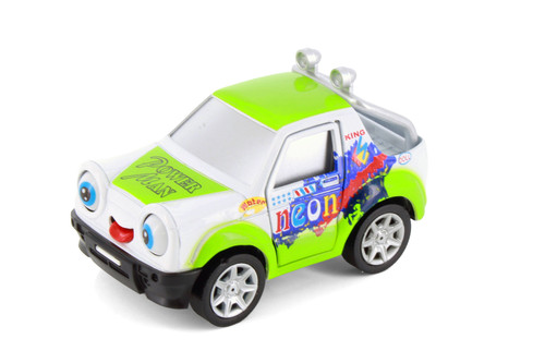 Cutie Cars w/Movable Eyes & Tongues - Power Man, Green - Showcasts 403/4D - 4" Scale Diecast Model Toy Car