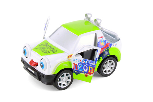 Cutie Cars w/Movable Eyes & Tongues - Power Man, Green - Showcasts 403/4D - 4" Scale Diecast Model Car