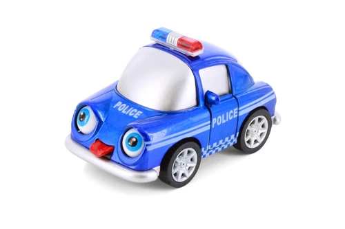 Cutie Cars w/Movable Eyes & Tongues - Police, Blue - Showcasts 403/4D - 4" Scale Diecast Model Car