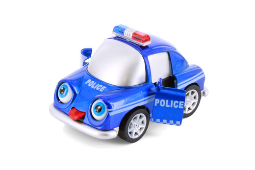 Cutie Cars w/Movable Eyes & Tongues - Police, Blue - Showcasts 403/4D - 4" Scale Diecast Model Car
