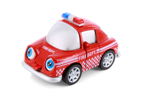 Cutie Cars w/Movable Eyes & Tongues - Fire Dept., Red - Showcasts 403/4D - 4" Scale Diecast Model Car