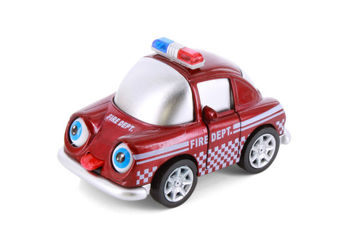 Cutie Cars w/Movable Eyes & Tongues - Fire Dept., Burgundy - Showcasts 403/4D - 4" Scale Diecast Model Car
