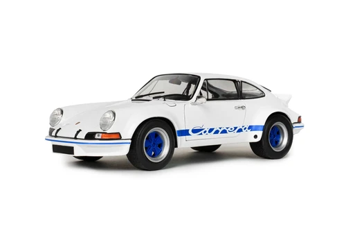 1973 Porsche 911 RSR Carrera Hardtop, White/Blue Stripes - Solido S1801119 - 1/18 Scale Diecast Model Toy Car