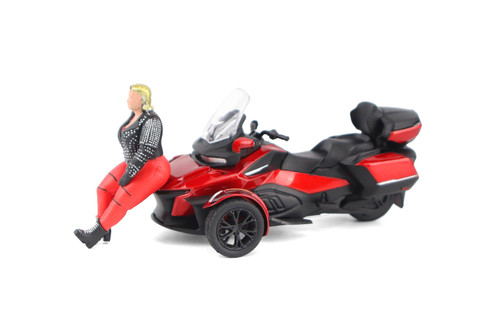 Can-Am Spyder RT Limited 3-Wheel Motorcycle w/Standing Rider, Deep Marsala Red - Diecast Masters 60017 - 1/32 Scale Diecast Model Toy Bike