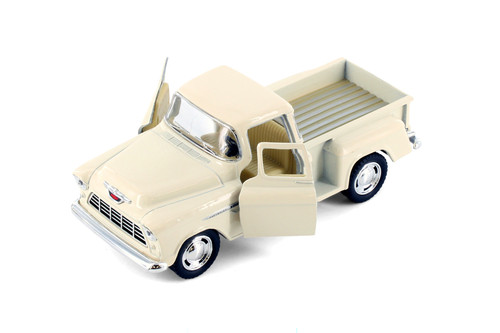 1955 Chevy Stepside Pickup, Ivory - Kinsmart 5330D - 1/32 Scale Diecast Model Toy Car