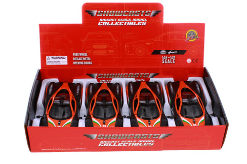 Box of 4 Pagani Huayra #23 "GT Racing", Orange/Black - Showcasts 73798D - 1/24 Scale Diecast Model Toy Cars