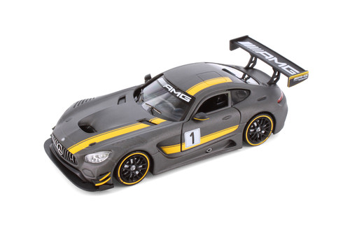 Box of 4 Mercedes-Benz AMG #1 "GT Racing", Matte Gray - Showcasts 73784D - 1/24 Scale Diecast Model Toy Cars
