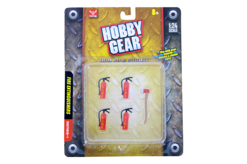 Fire Extinguisher Set w/Axe, Red - Hobby Gear 17017 - 1/24 Scale Diorama Accessory