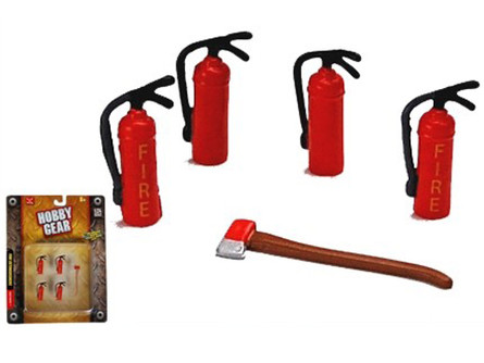 Fire Extinguisher Set w/Axe, Red - Hobby Gear 17017 - 1/24 Scale Diorama Accessory