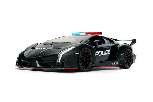 Lamborghini Veneno "Police", Matte Black - Jada Toys 37756 - 1/24 Scale Diecast Model Toy Car