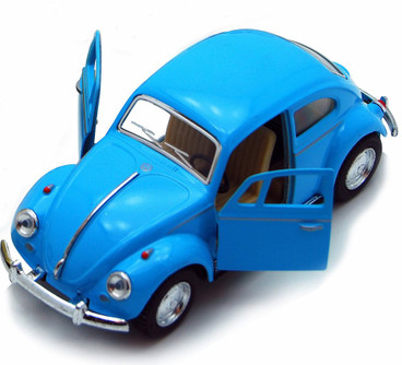 1967 Volkswagen Classical Beetle Hard Top, Blue - Kinsmart 5375D - 1/32 Scale Diecast Model Replica