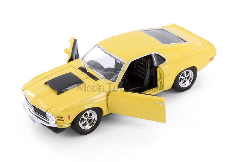 1970 Ford Mustang Boss 429, Yellow - Motormax 73303 - 1/24 scale Diecast Model Toy Car