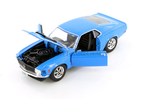 1970 Ford Mustang Boss 429, Blue - Motormax 73303 - 1/24 scale Diecast Model Toy Car