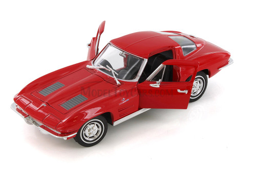 1963 Chevy Corvette Hard Top, Red - Welly 24073WR - 1/24 scale Diecast Model Toy Car
