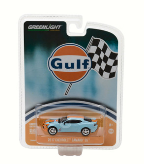 Gulf Oil 2017 Chevy Camaro SS, Blue w/Orange - Greenlight 29908 - 1/64 Scale Diecast Model Toy Car