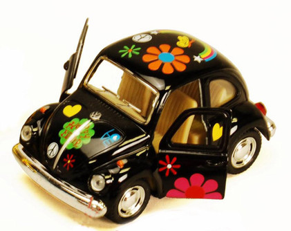 1967 Volkswagen Classic Beetle with Floral Decals - 4026DF - 3.75 Diecast Model Toy Car(Brand New, but NOT IN BOX)