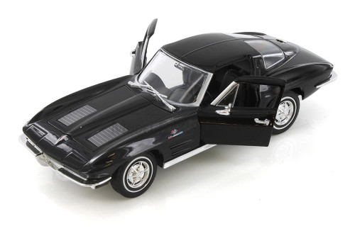 1963 Chevy Corvette Hard Top, Black - Welly 24073/4D - 1/24 scale Diecast Model Toy Car