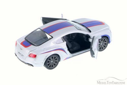 2012 Bentley Continental GT Speed w/Decals, Silver/Blue - Kinsmart 5369DF - 1/38 Scale Diecast Car