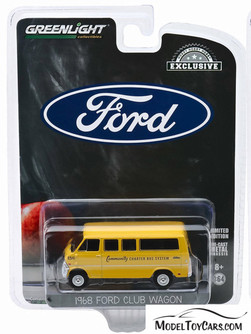 1968 Ford Club Wagon School Bus, Community Charter Bus System - Greenlight 30155 - 1/64 Diecast Car