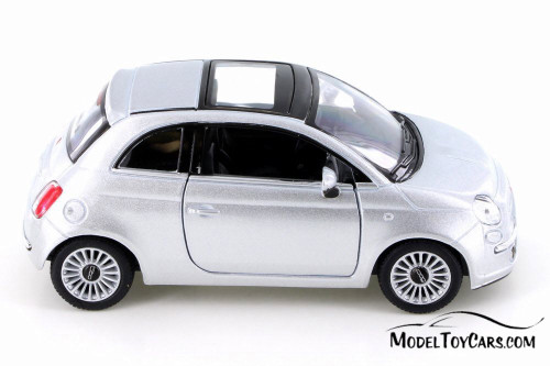 Fiat 500, Silver - Kinsmart 5345D - 1/28 Scale Diecast Model Toy Car