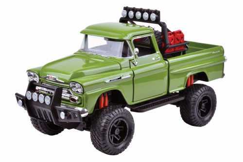 1958 Chevy Apache Fleetside Pickup Truck, Green - Motor Max 79135GN - 1/24 scale Diecast Model Toy Car