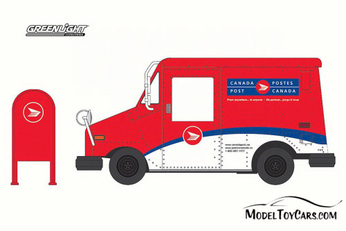 Canada Post Long-Life Delivery Vehicle with Mailbox, Red - Greenlight 29889/48 - 1/64 Diecast Car