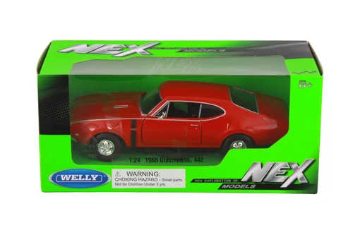 1968 Oldsmobile 442, Red - Welly 24024WR - 1/24 Scale Diecast Model Toy Car
