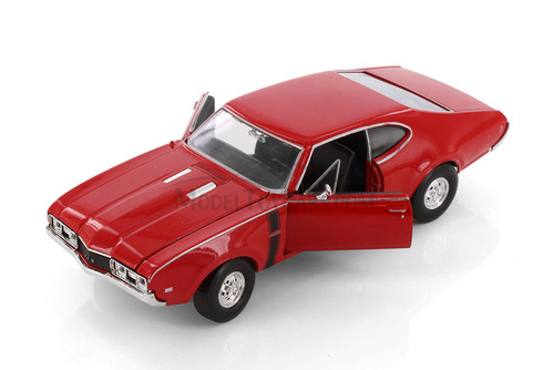 1968 Oldsmobile 442 Hard Top, Red - Welly 24024 - 1/24 Scale Diecast Model Toy Car