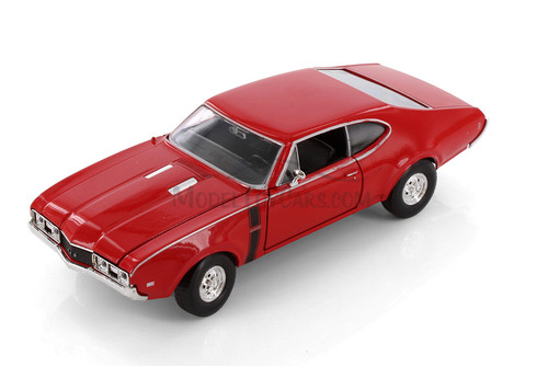 1968 Oldsmobile 442 Hard Top, Red - Welly 24024 - 1/24 Scale Diecast Model Toy Car