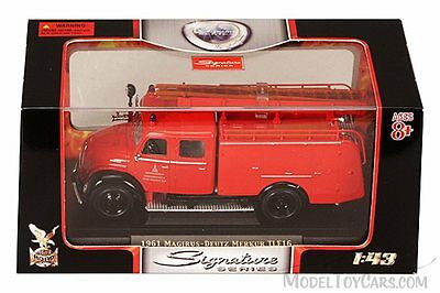 1961 Magirus-Deutz Merkur TLF16 Fire Engine, Red - Yatming 43010 - 1/43 Scale Diecast Model Toy Car
