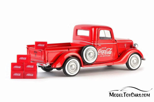 1937 Ford Pickup with 6 bottle cartons, Red - Motorcity Classics 424065 - 1/24 scale Diecast Model Toy Car