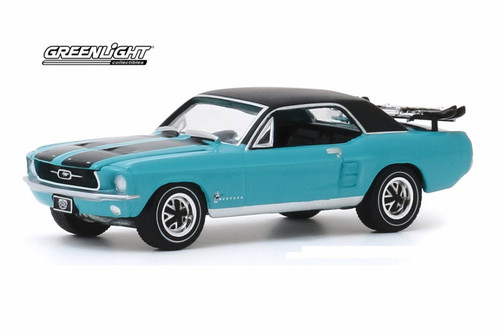 1967 Ford Mustang Coupe Ski Country Special, Turquoise - Greenlight 30154 - 1/64 scale Diecast Car