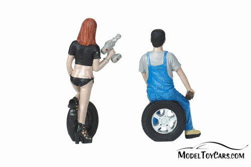 Tire Brigade Michele and Derek 2 piece Figurine Set, 768 - 1/18 Scale Figurine - Diorama Accessory