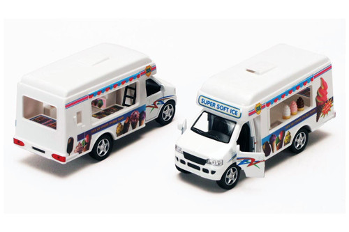 Ice Cream Truck, White - Kinsmart 5253D - 5 Inch Scale Diecast Model Replica (New, but NO BOX))