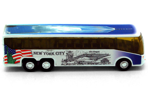 NYC Coach Bus w/ Freedom Tower, White - Showcasts 9803DNY - 6 Inch Scale Diecast Model Replica (1 car, no box)