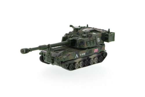 Super Tank Team M109 Paladin, Green and Tan Camouflage -  8882/3D - 6.5 Inch Scale Diecast Model 