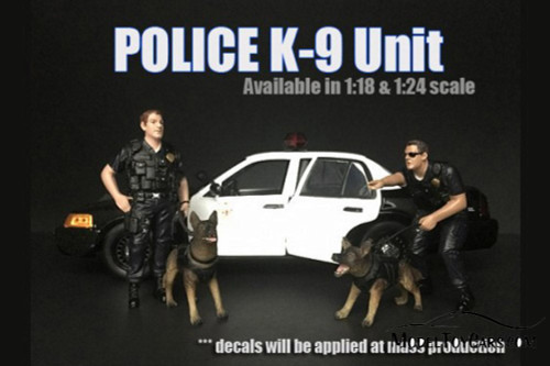Police Officer K9 Dog Unit II, Black - American Diorama 38264 - 1/24 Figurine - Diorama Accessory
