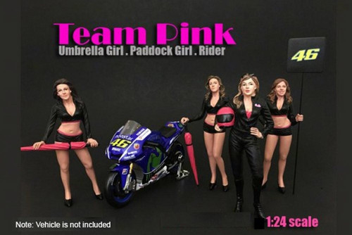 Team Pink Umbrella Girl I, American Diorama 77485 - 1/24 Scale Accessory for Diecast Cars