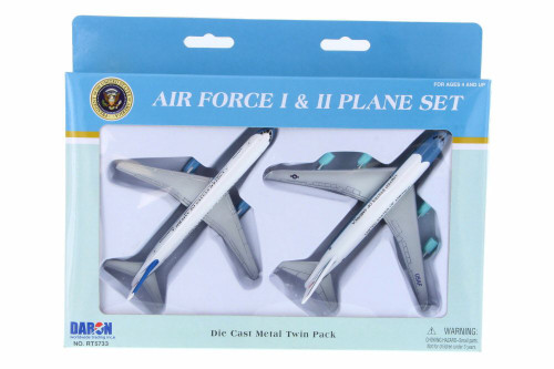 Air Force One & Air Force Two Plane Set, White w/ Silver - Daron RT5733 -  Diecast Model Toy Planes