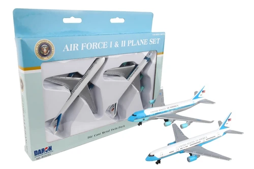 Air Force One & Air Force Two Plane Set, White w/ Silver - Daron RT5733 -  Diecast Model Toy Planes