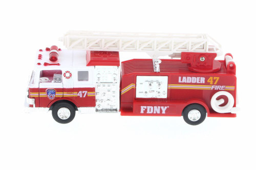 FDNY Pullback Ladder No47 Fire Truck, Red - Daron TM857 - Diecast Model Toy Car (1 car, no case)