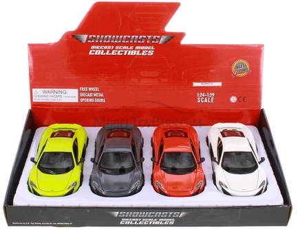 Box of 4 McLaren 675LT Hardtop Diecast Car Set - Showcasts 1/24 Scale Diecast Model Cars, Assorted Colors