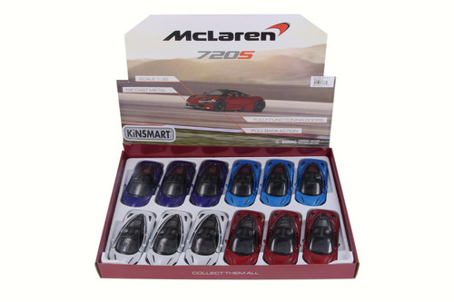 McLaren 720S Diecast Car Package - Box of 12 1/36 Scale Diecast Model Cars, Assorted Colors