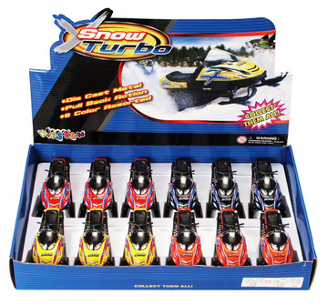 Snow Turbo Diecast Car Package - Box of 12 5.25 inch scale Diecast Model Cars, Assorted Colors