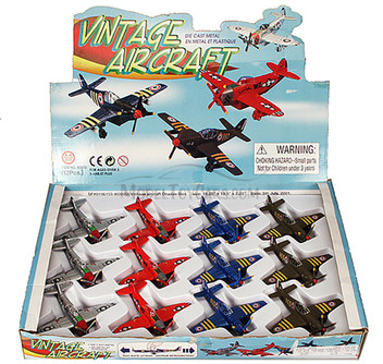 Vintage Aircraft Diecast Car Package - Box of 12 assorted 4.75 Inch Scale Diecast Model Cars