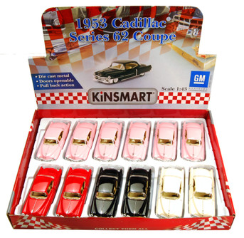 1953 Cadillac Series 62 Diecast Car Package - Box of 12 1/43 scale Diecast Model Cars, Assd Colors
