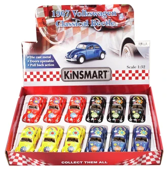 1967 Volkswagen Beetle w/ Decals Diecast Car Package - Box of 12 1/32 Diecast Cars, Assorted Colors