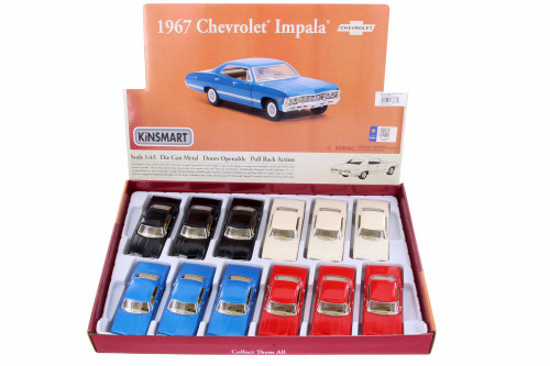 1967 Chevrolet Impala Hardtop Diecast Car Set - Box of 12 1/43 Diecast Model Cars, Assorted Colors